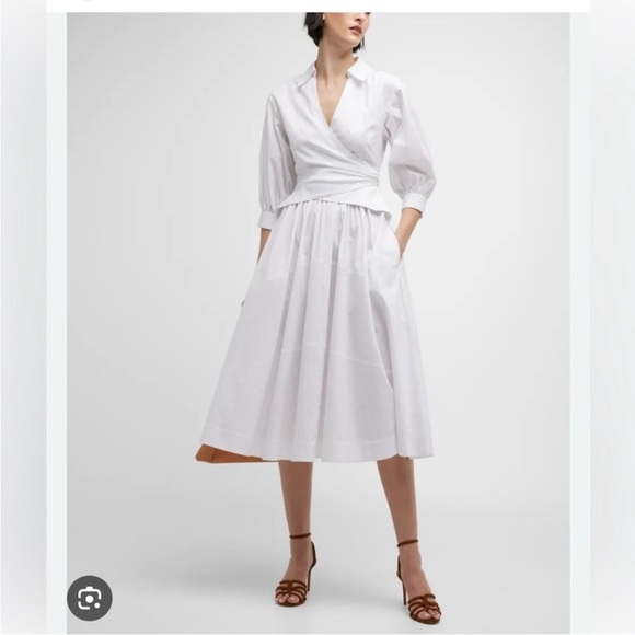 Cinq à Sept Crisp White Wrap Midi Dress - Picture 1 of 2